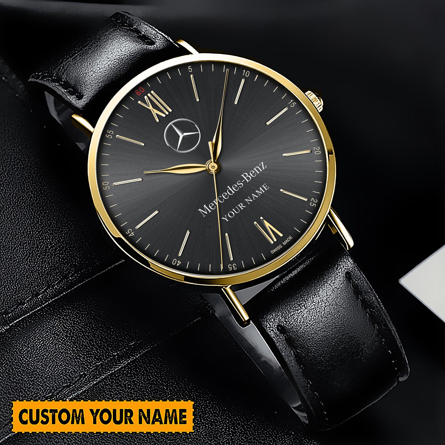 Personalized Merc Portofino Quartz Leather Watch Q250308