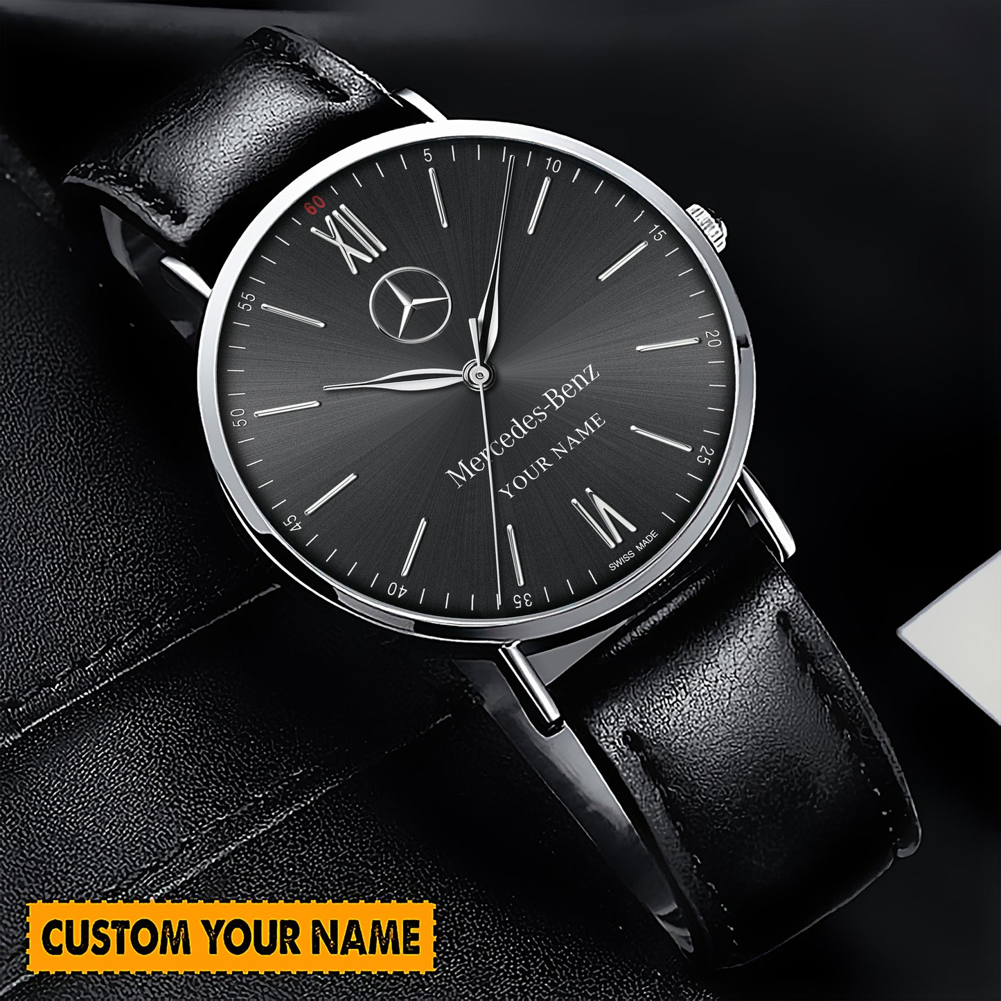 Personalized Merc Portofino Quartz Leather Watch Q250308