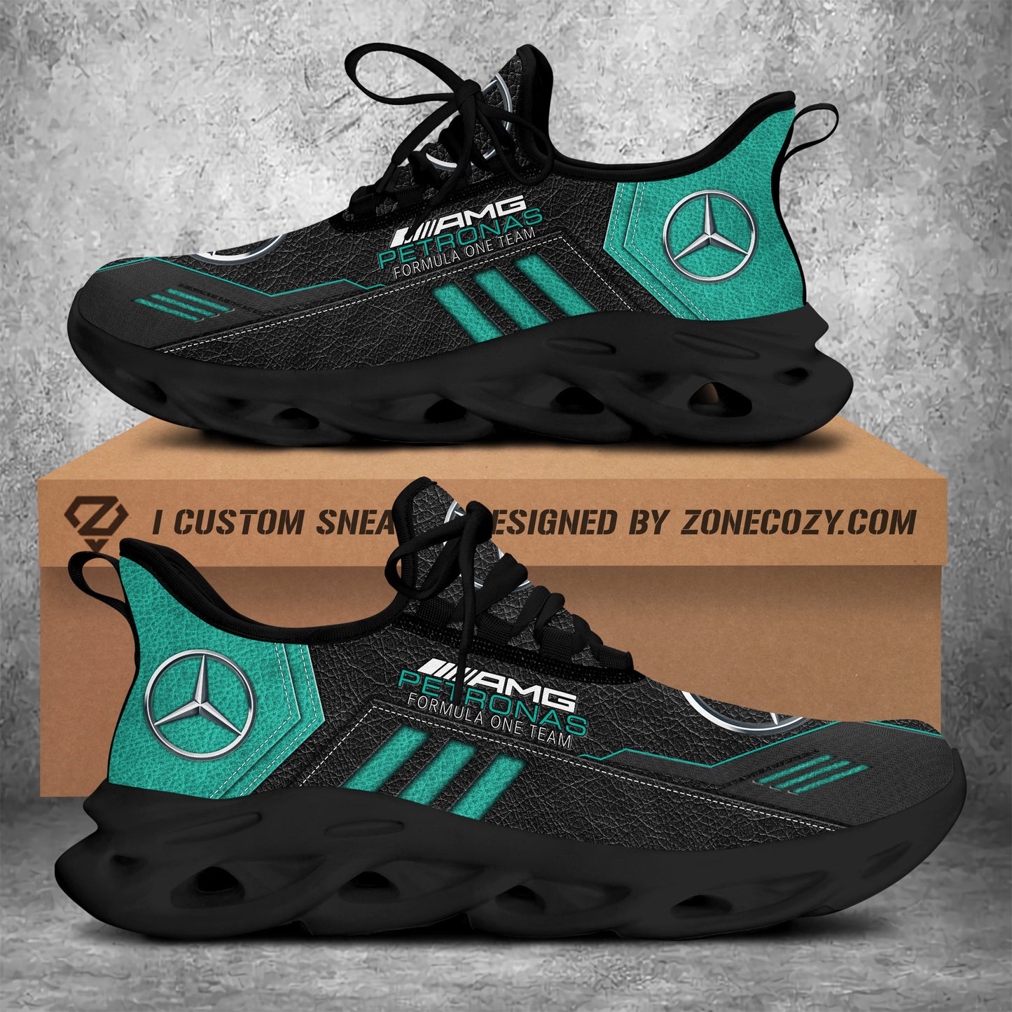 Merc AMG Petronas Leather Pattern Chunky Custom Sneaker Q260303
