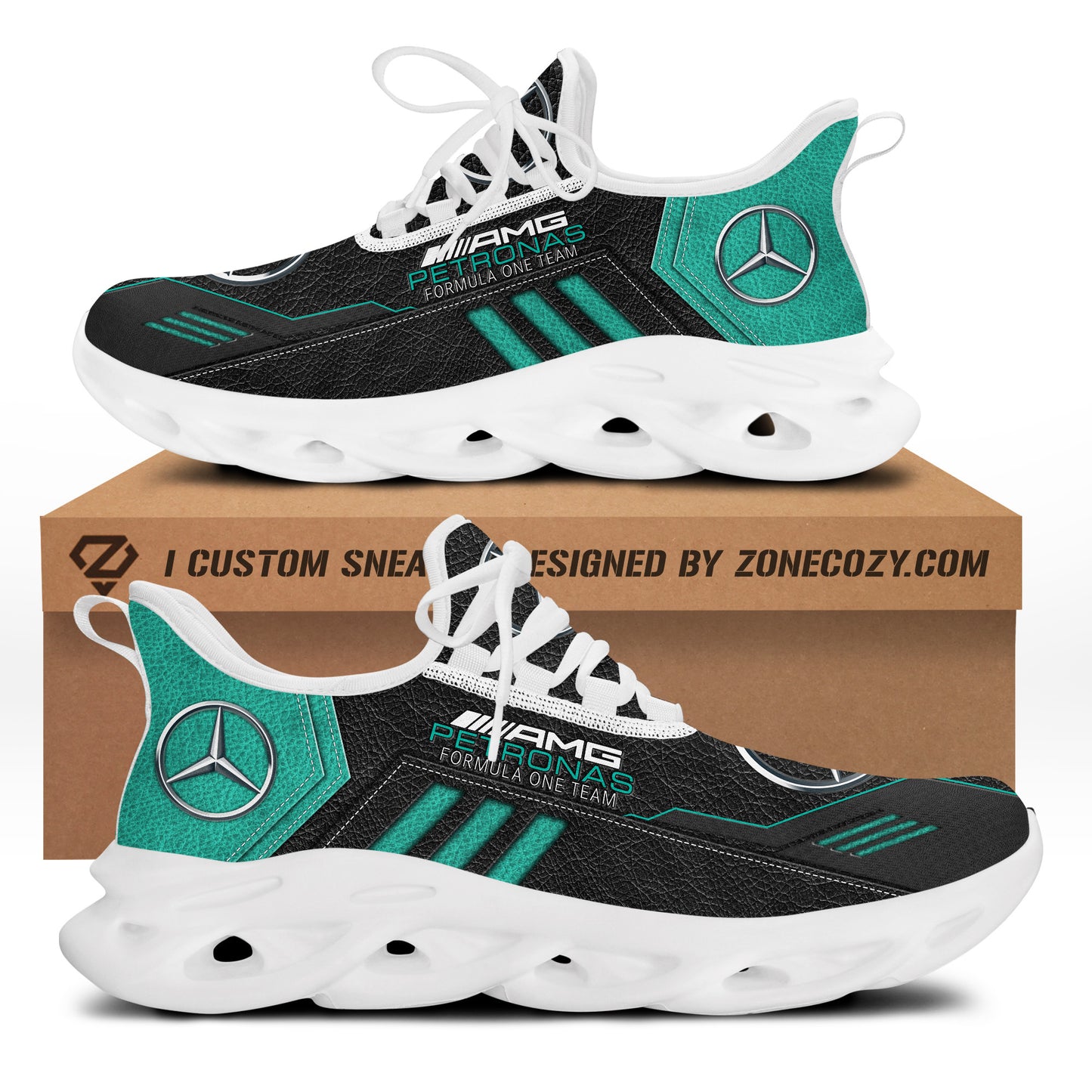 Merc AMG Petronas Leather Pattern Chunky Custom Sneaker Q260303