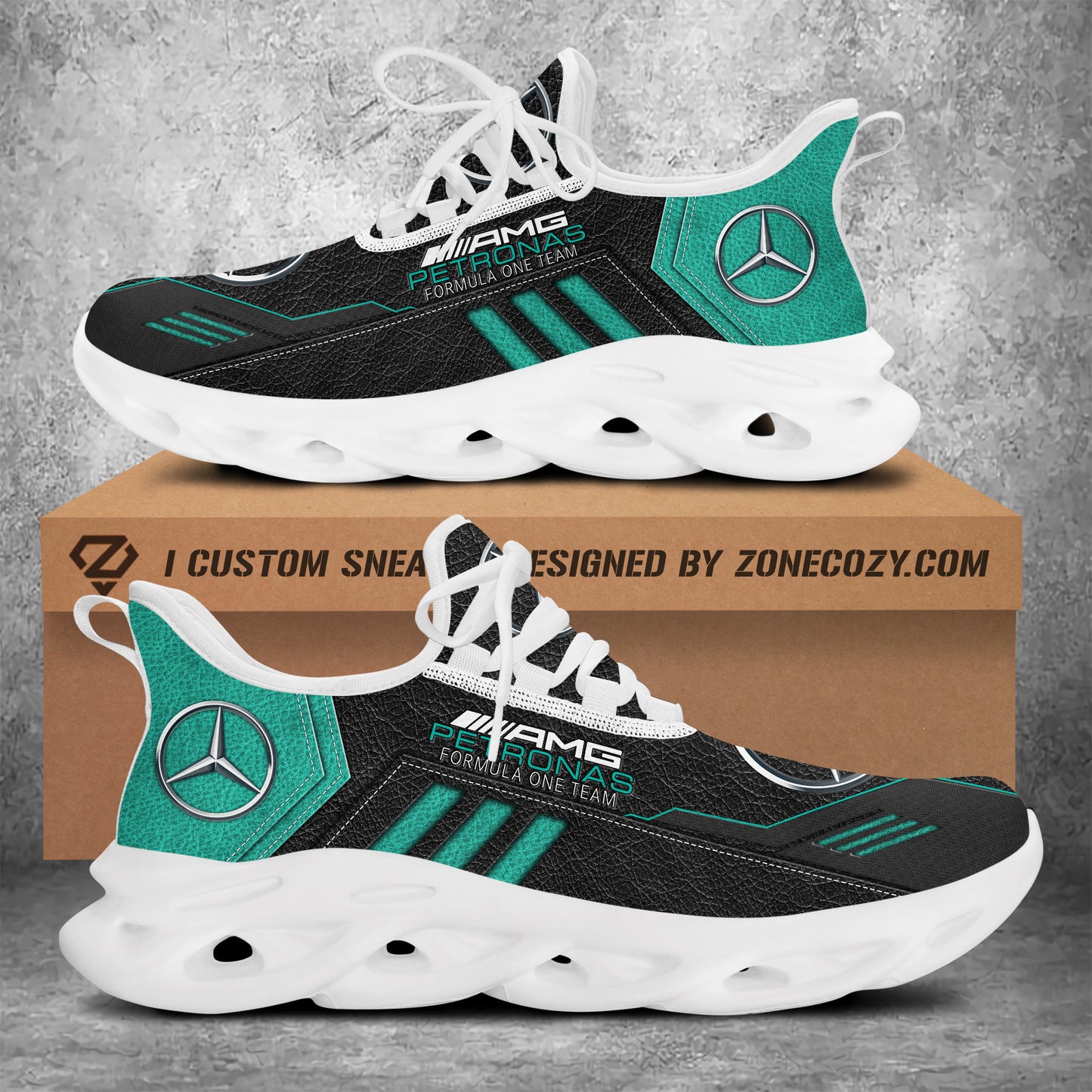 Merc AMG Petronas Leather Pattern Chunky Custom Sneaker Q260303