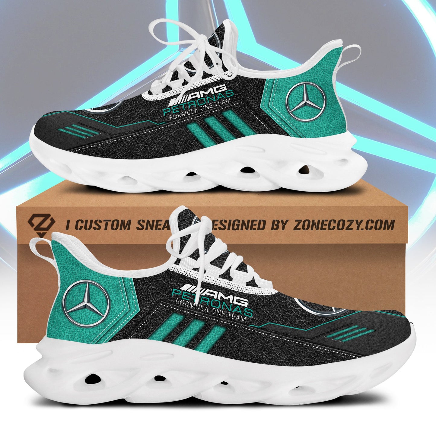 Merc AMG Petronas Leather Pattern Chunky Custom Sneaker Q260303