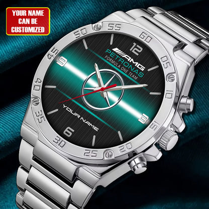 Personalized Merc Petronas Dial Steel Watch