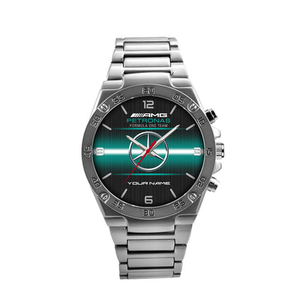 Personalized Merc Petronas Dial Steel Watch