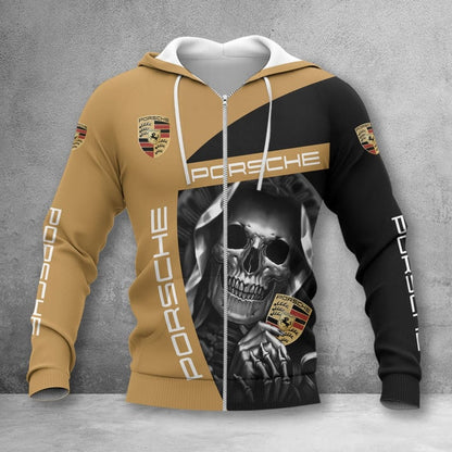 Pors Skull 3D Full Printing Set , Pors Racing Shirt , Zipper Polo, Hoodie , Short , Polo ,hawaii V3