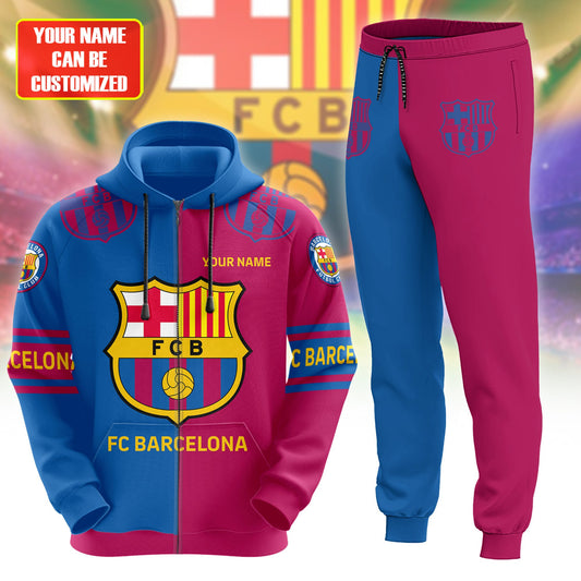 Personalized Barça Q19 3D All over Printed Hoodie and Sweatpants set