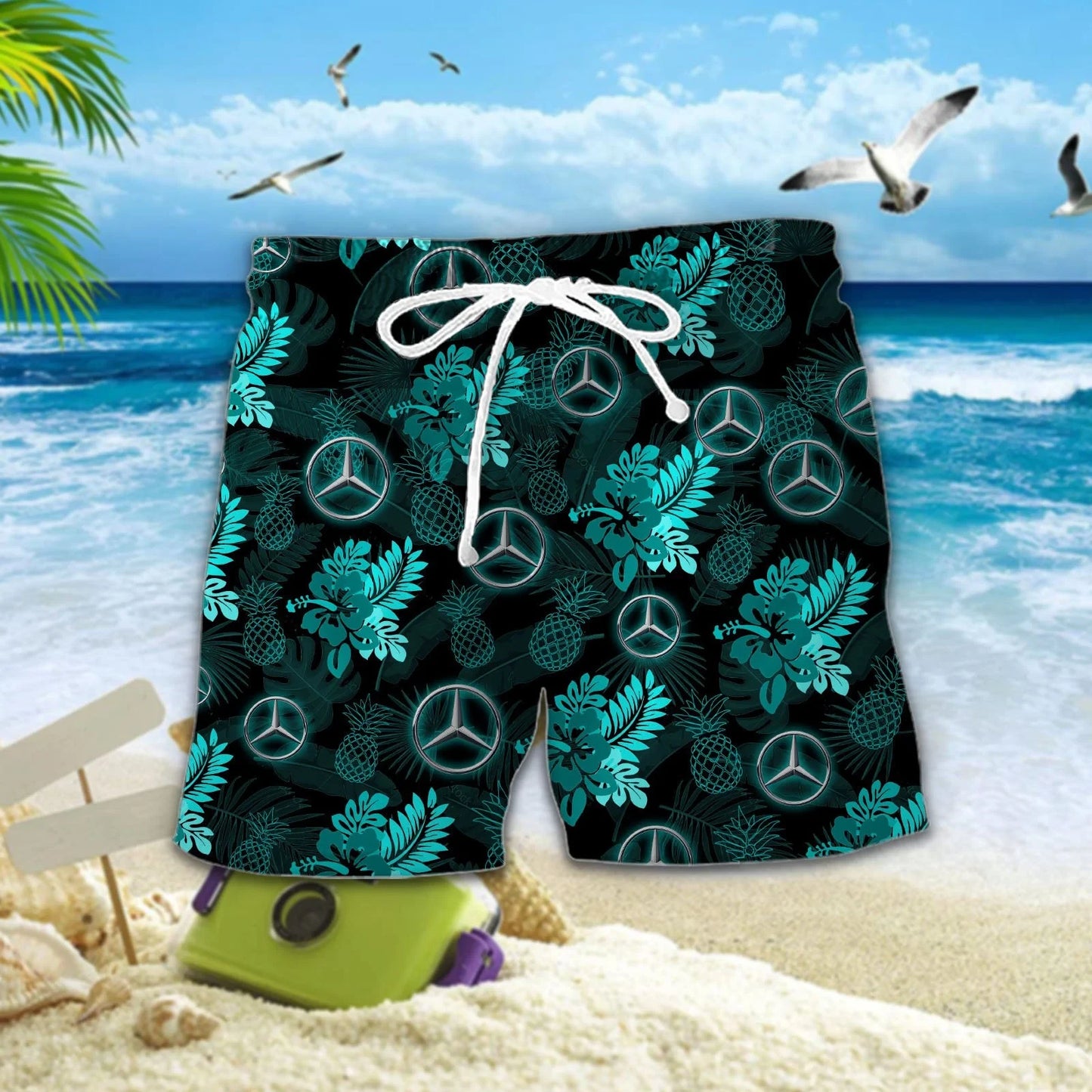 Merc AMG Petronas Tropical Hawaii Shirt Beach Short V14