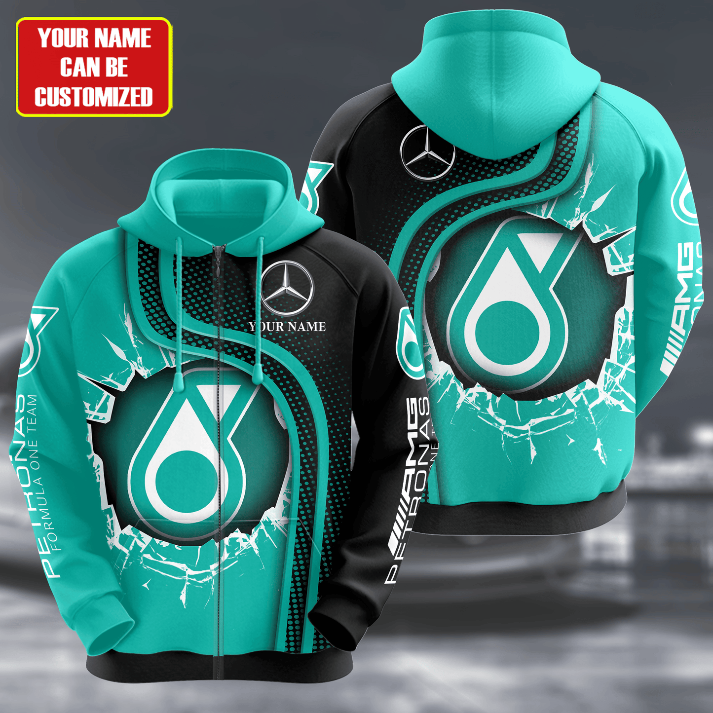 Personalized Merc Petronas All over Printed Hoodie and Sweatpants set