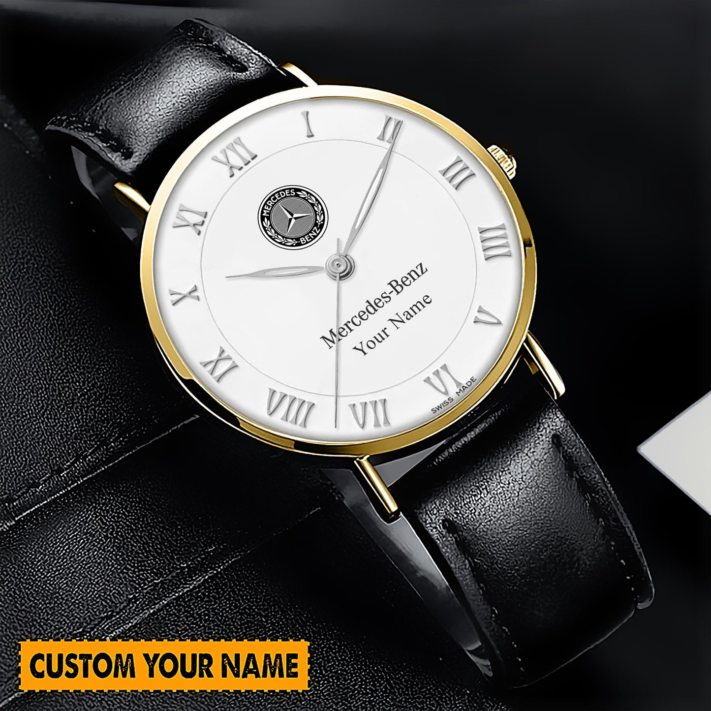 Personalized Merc Blancpain Quartz Leather Watch