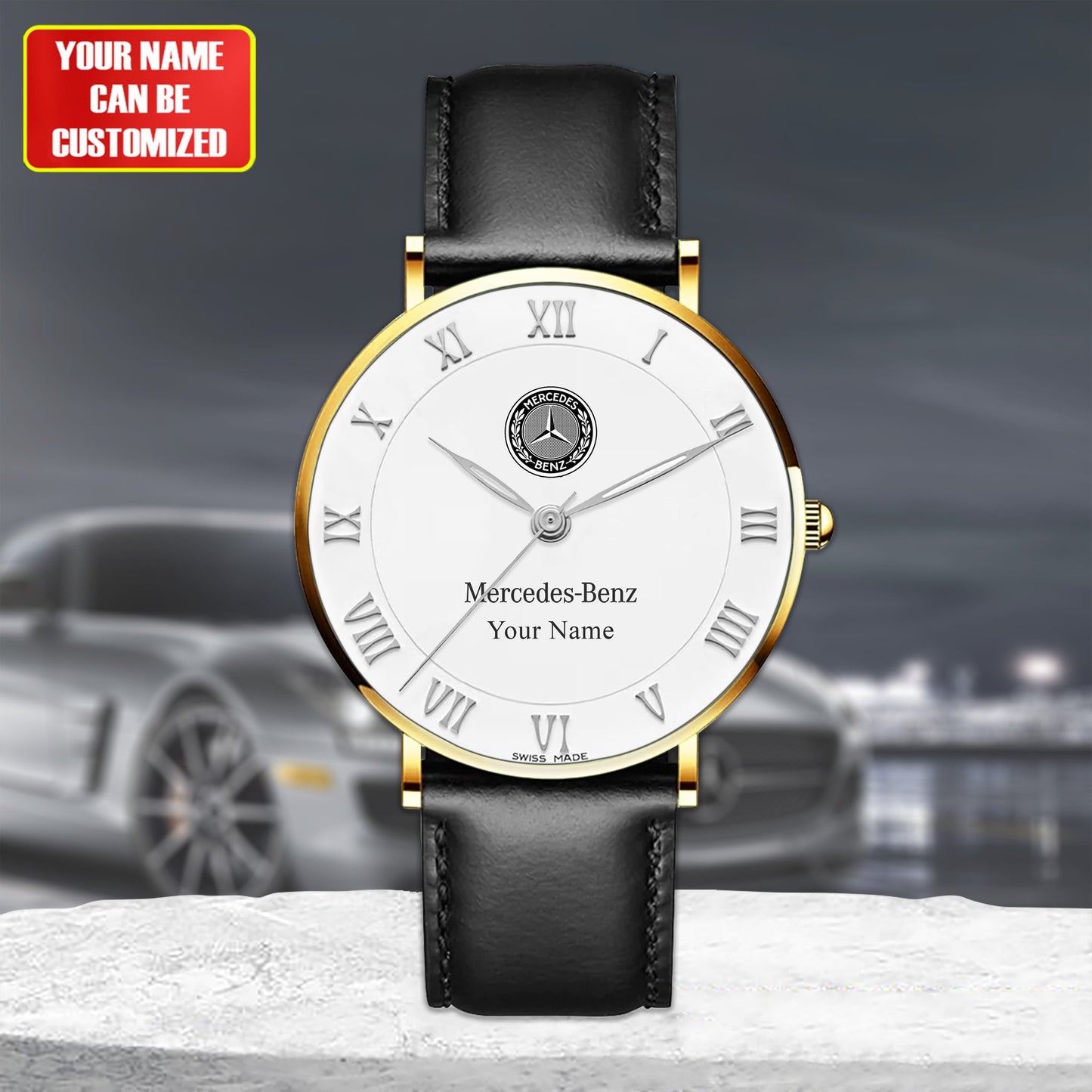 Personalized Merc Blancpain Quartz Leather Watch