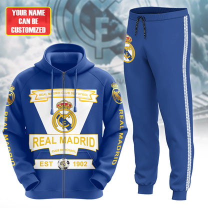 Personalized Real Madrid 3D All over Printed Hoodie and Sweatpants set V18