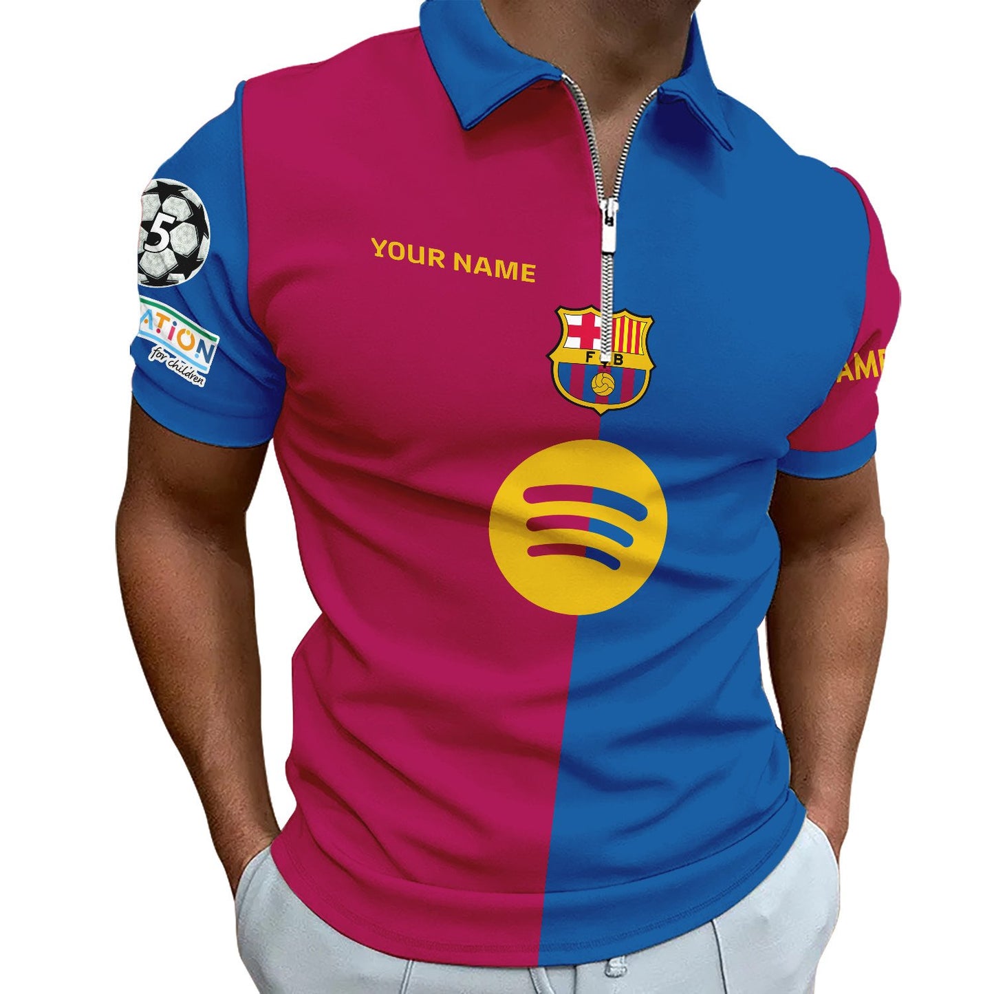 Personalized Barcelona 3D Full Printing Set , Barcelona Shirt , Barcelona Set , Zipper Polo, Hoodie , Short , Polo , hawaii , ...