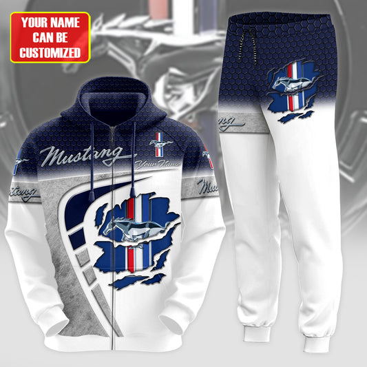 Personalized F Mustang All over Printed Hoodie and Sweatpants set