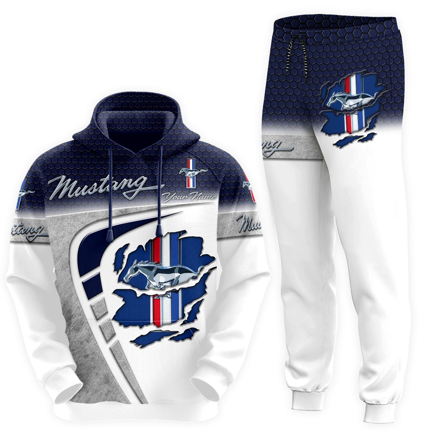 Personalized F Mustang All over Printed Hoodie and Sweatpants set