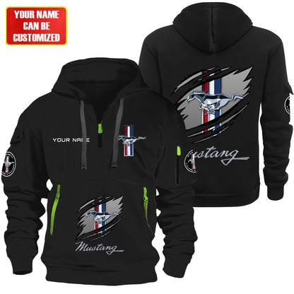 Personalized F Mustang Tear Zip-Hoodie Cotton Jacket