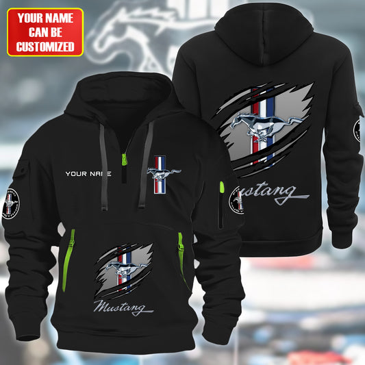 Personalized F Mustang Tear Zip-Hoodie Cotton Jacket
