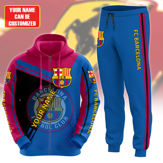 Personalized Barça Q20 3D All over Printed Hoodie and Sweatpants set
