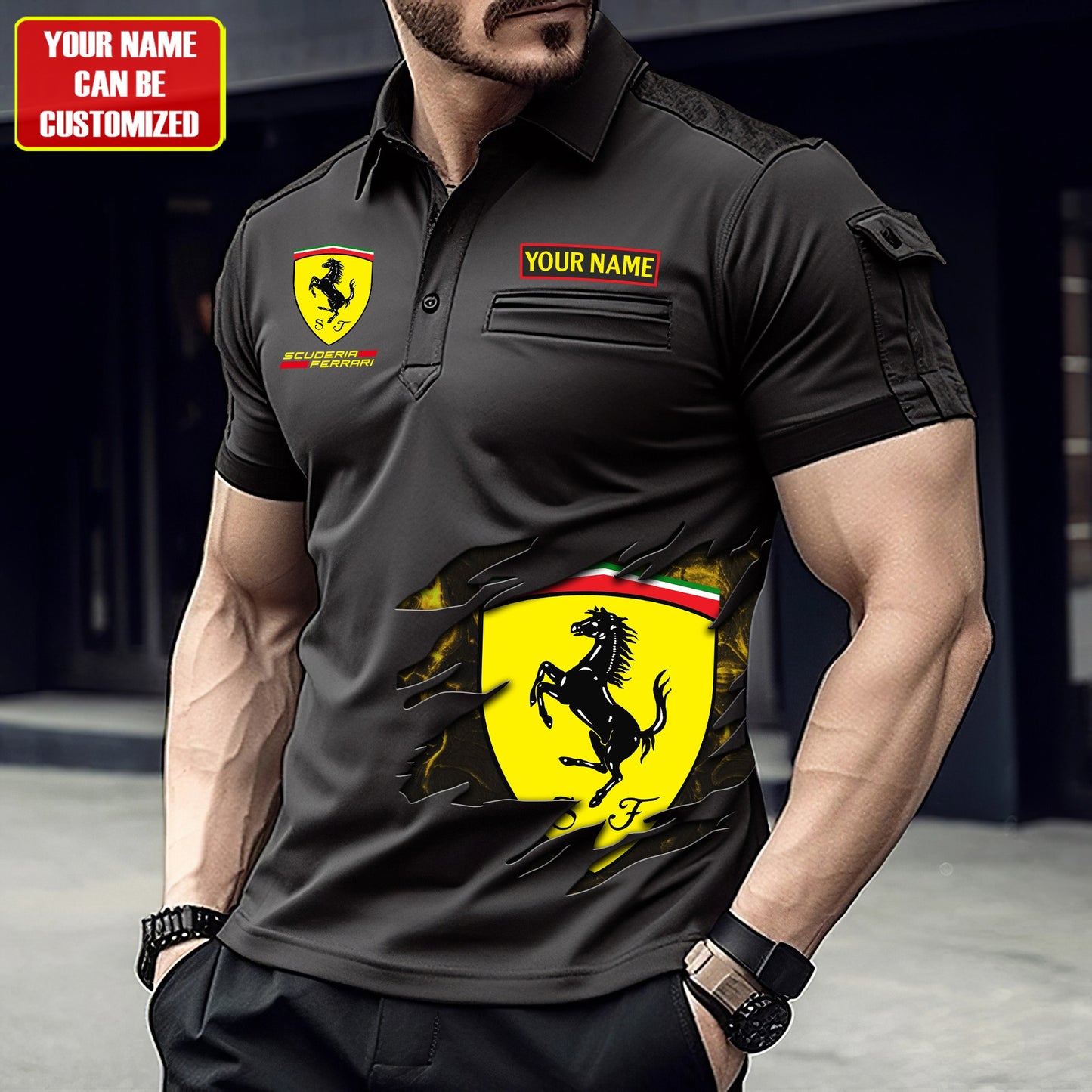 Personalized SF Men Polo Short Sleeve Shirt