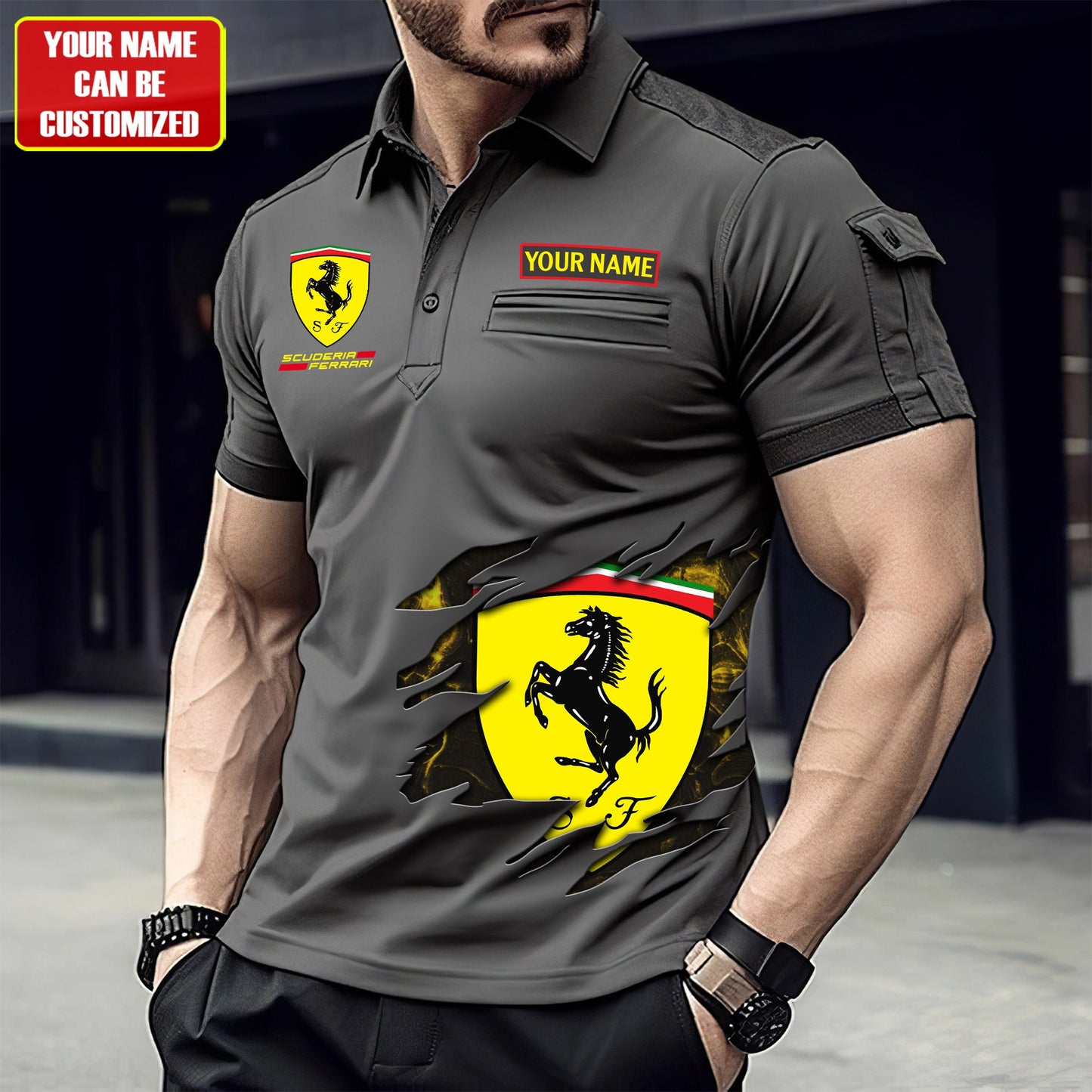 Personalized SF Men Polo Short Sleeve Shirt