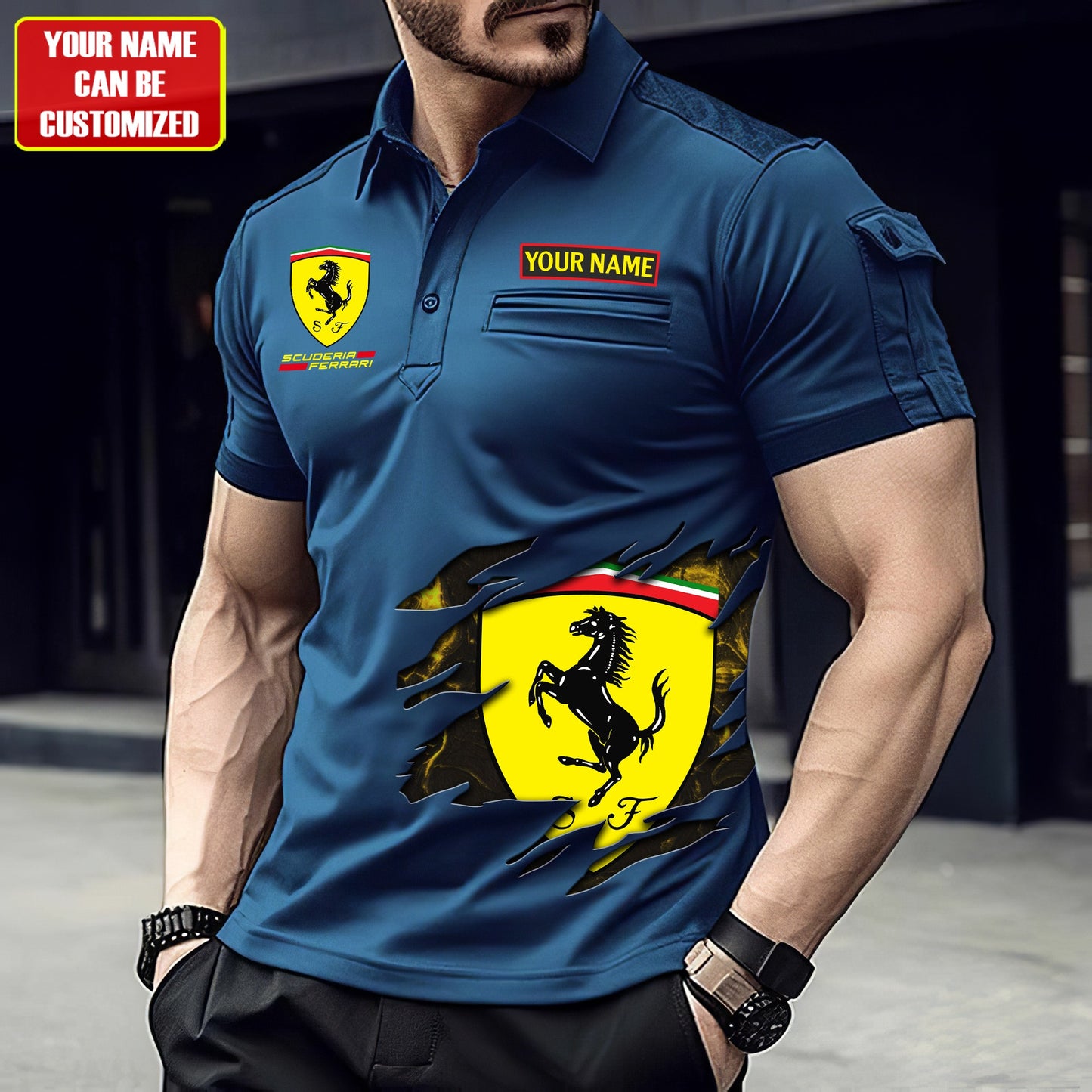 Personalized SF Men Polo Short Sleeve Shirt