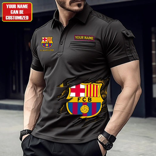 Personalized Barcelona Sport Men Polo Short Sleeve Shirt