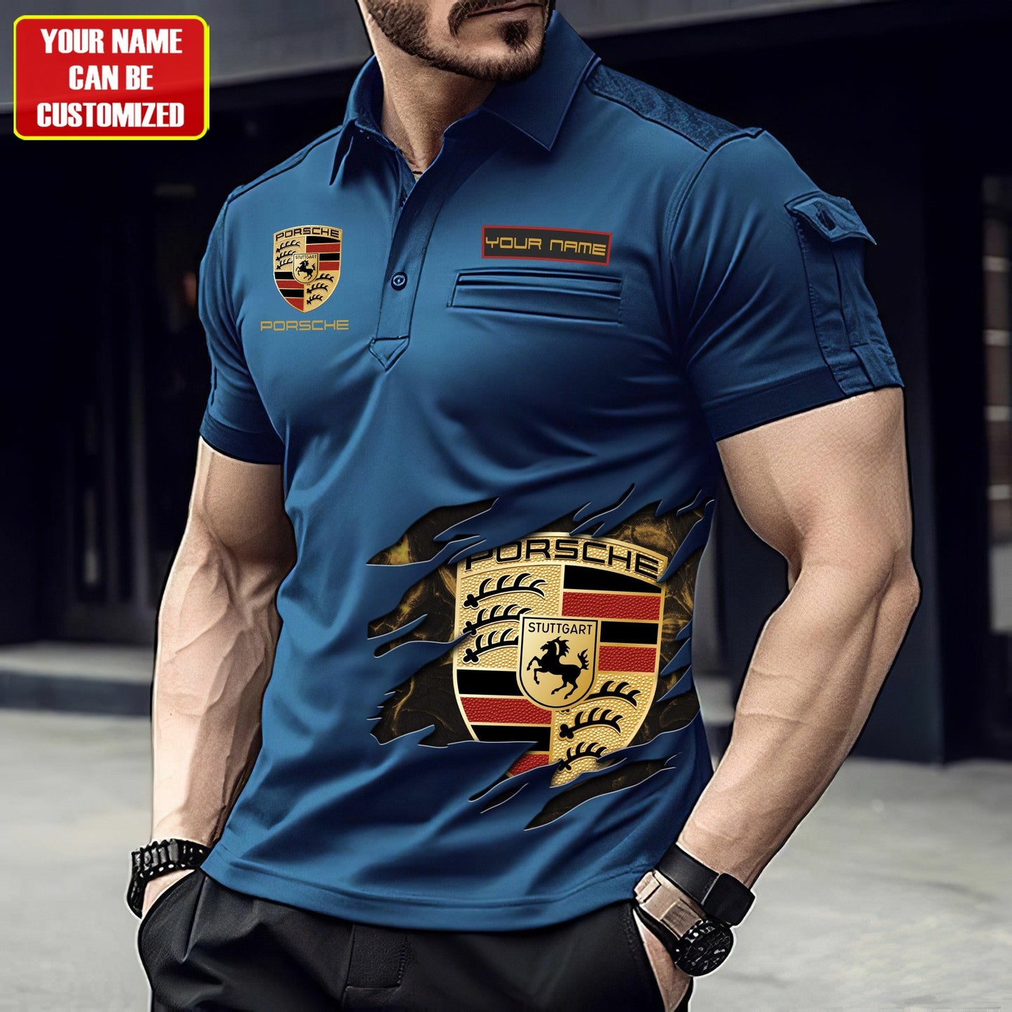 Personalized Pors Sport Men Polo Short Sleeve Shirt