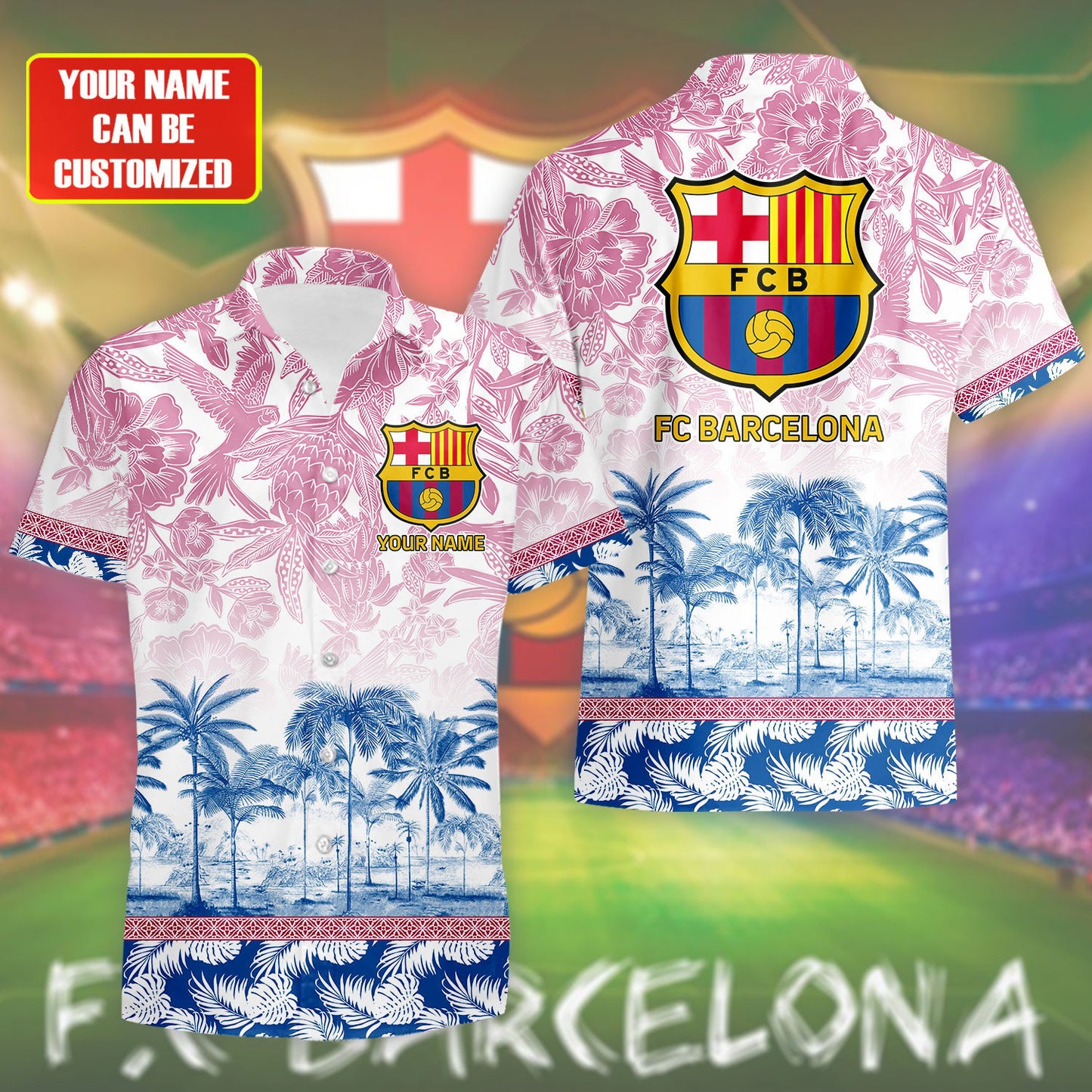 Personalized Barcelona Tropical Hawaii Shirt Beach Short
