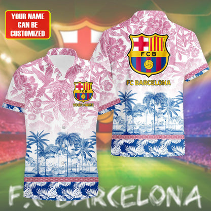 Personalized Barcelona Tropical Hawaii Shirt Beach Short