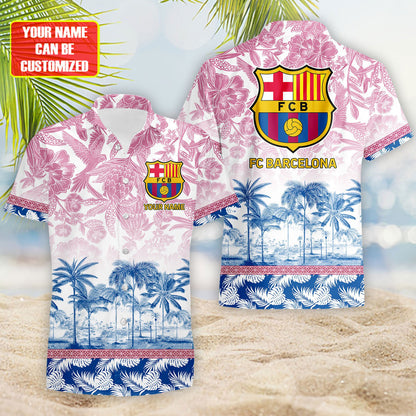 Personalized Barcelona Tropical Hawaii Shirt Beach Short