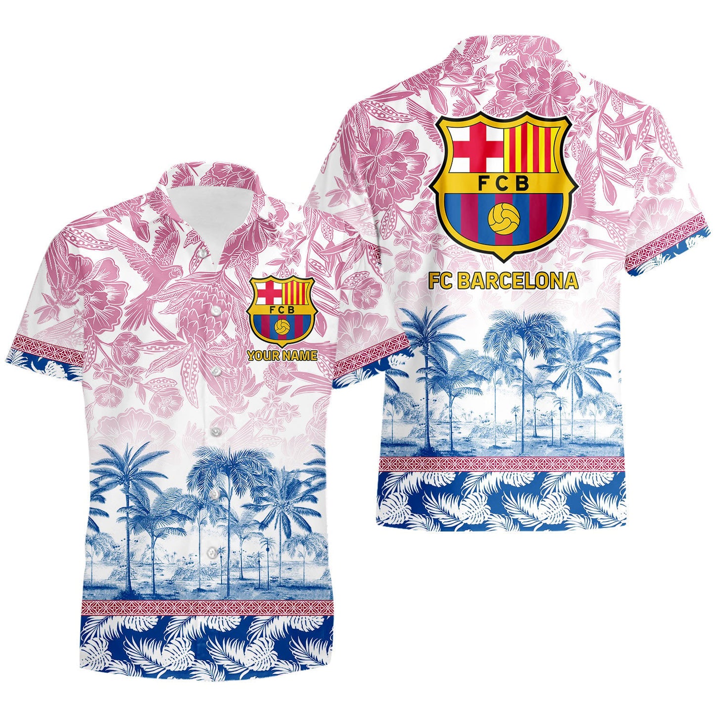 Personalized Barcelona Tropical Hawaii Shirt Beach Short