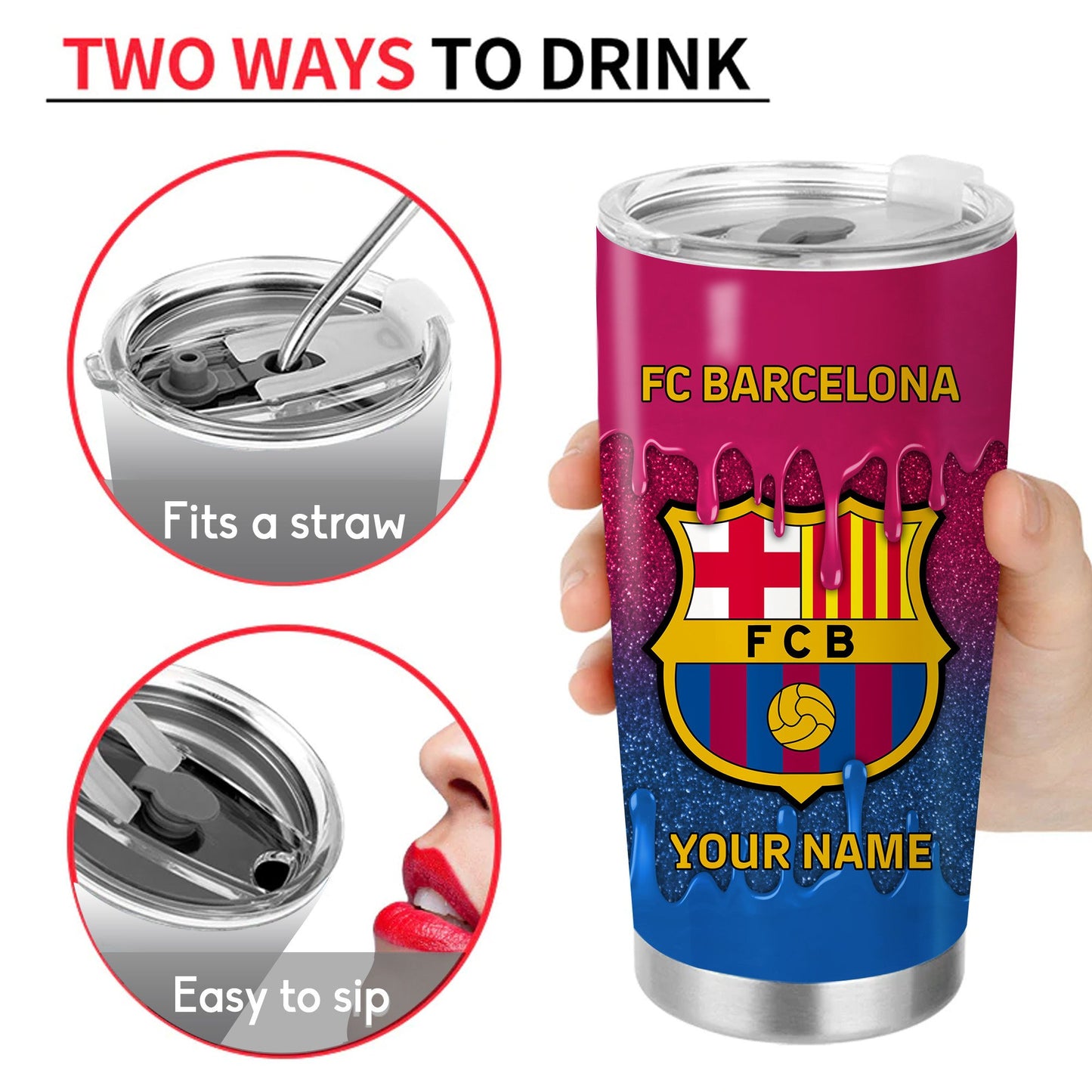 Personalized Barcelona Q2 Stainless Tumbler 20oz 30oz Cup