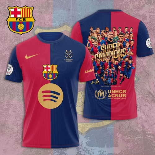 Personalized Barça Super Copa 2025 3D Full Printing Premium Set , Barça Premium Shirt , Hoodie , Short , Polo ,hawaii