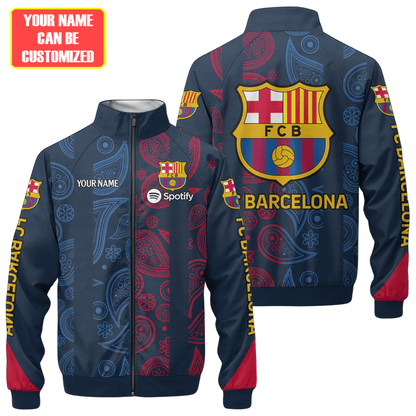 Personalized Barçelona FC Zipper Stand Collar Jacket & Sweatpants