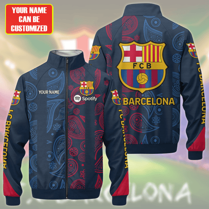 Personalized Barçelona FC Zipper Stand Collar Jacket & Sweatpants
