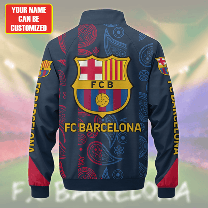 Personalized Barçelona FC Zipper Stand Collar Jacket & Sweatpants
