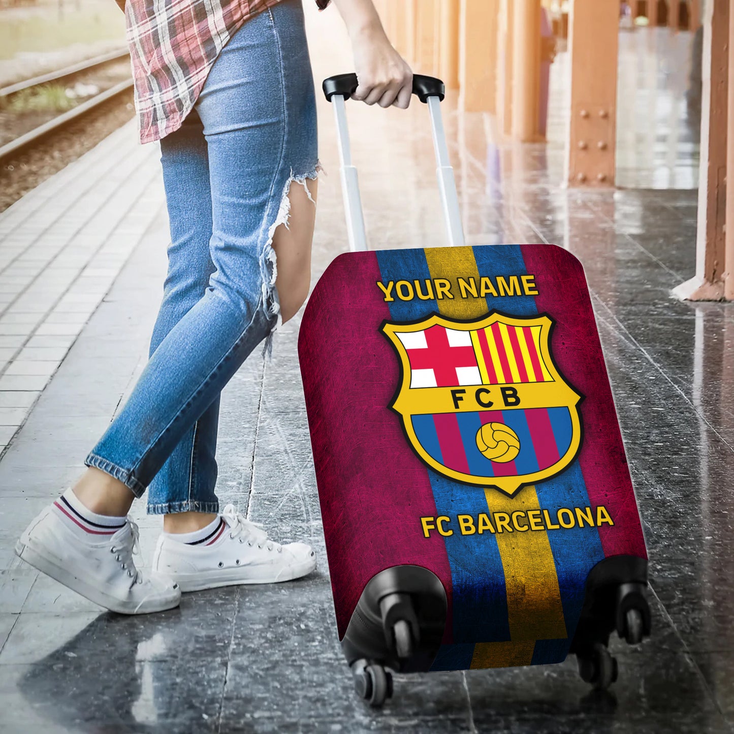 Personalized Barcelona Luggage Cover