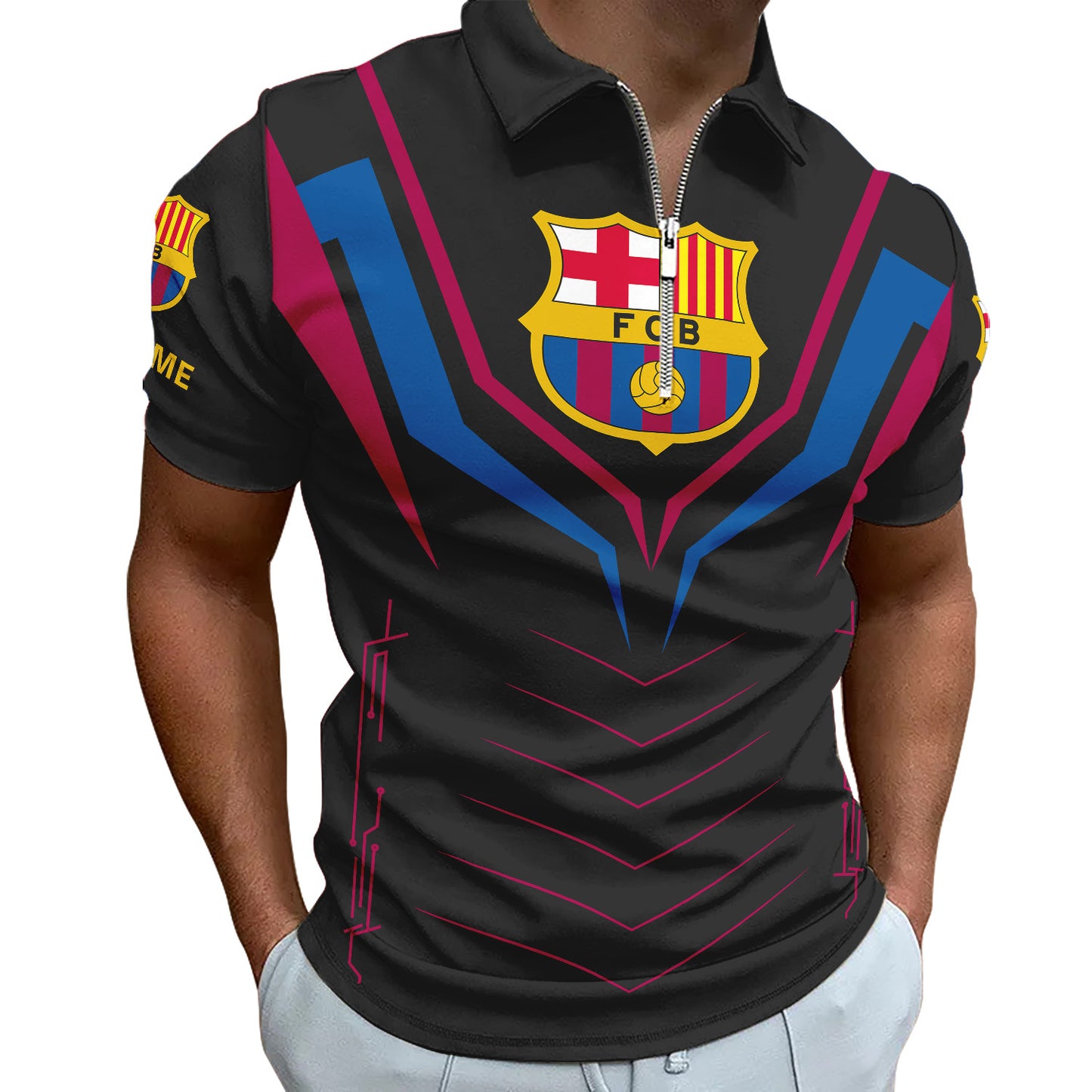 Personalized Barcelona Sport 3D Full Printing Set , Barcelona Sport Shirt , Barcelona Set , Zipper Polo, Hoodie , Short , Polo , hawaii