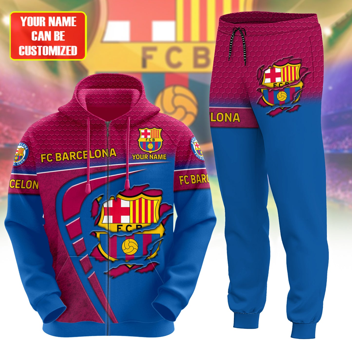 Personalized Barcelona 3D All over Printed Hoodie and Sweatpants set