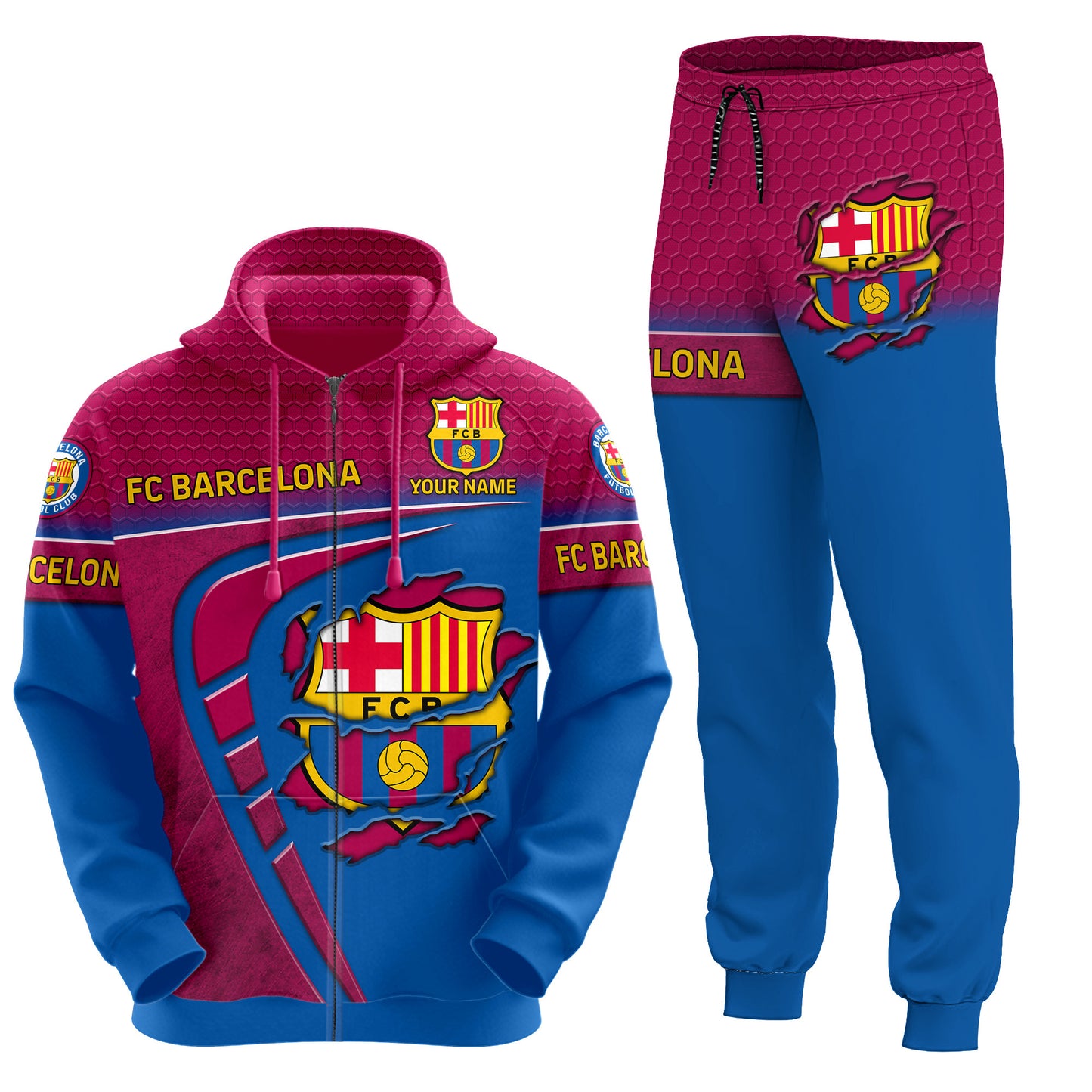 Personalized Barcelona 3D All over Printed Hoodie and Sweatpants set