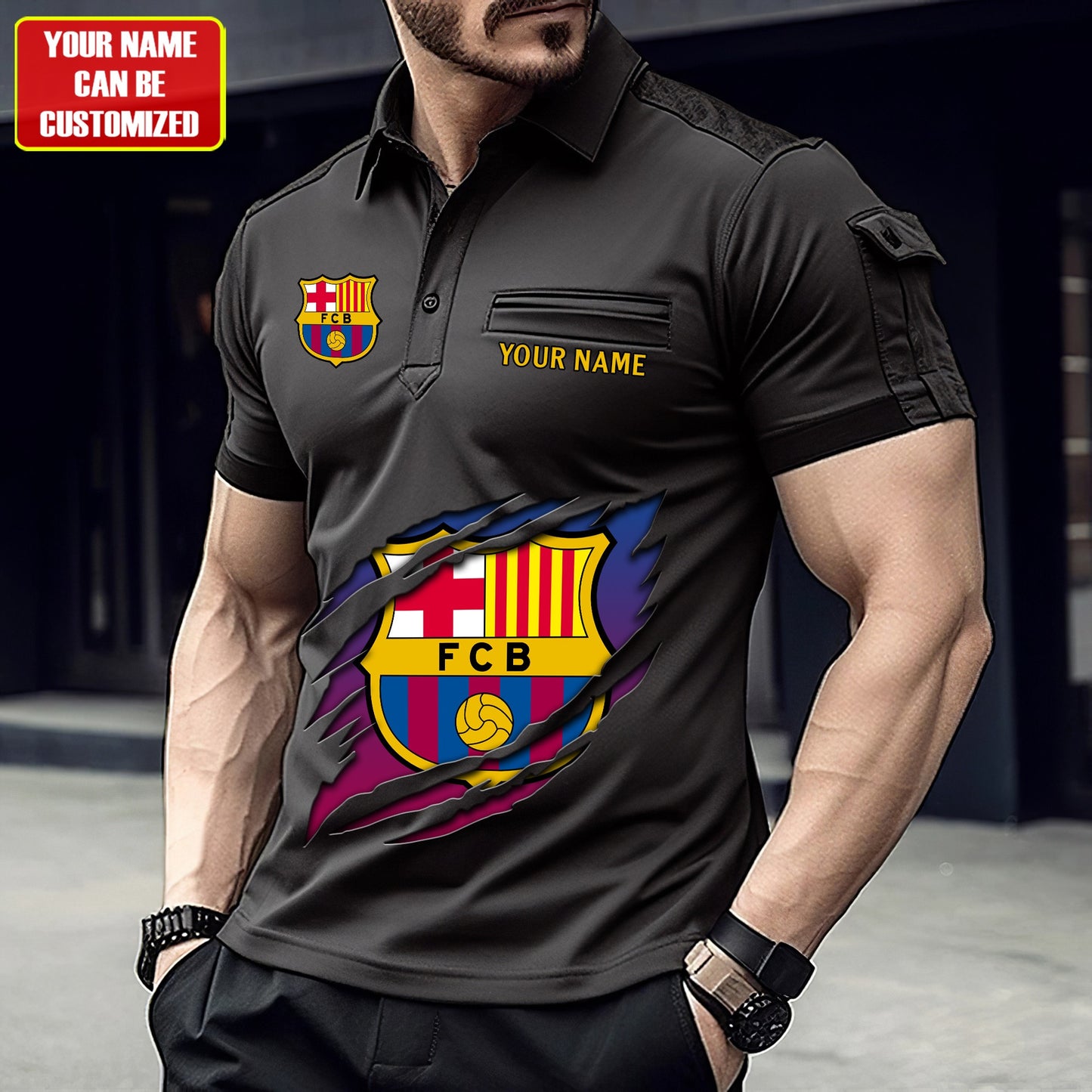 Personalized Barcelona Tear Sport Men Polo Short Sleeve Shirt