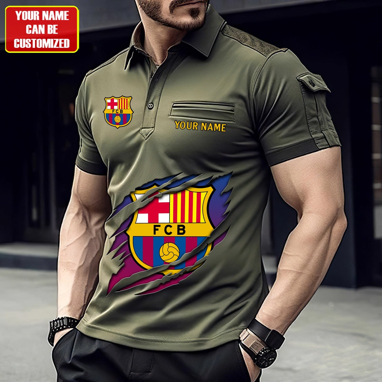 Personalized Barcelona Tear Sport Men Polo Short Sleeve Shirt