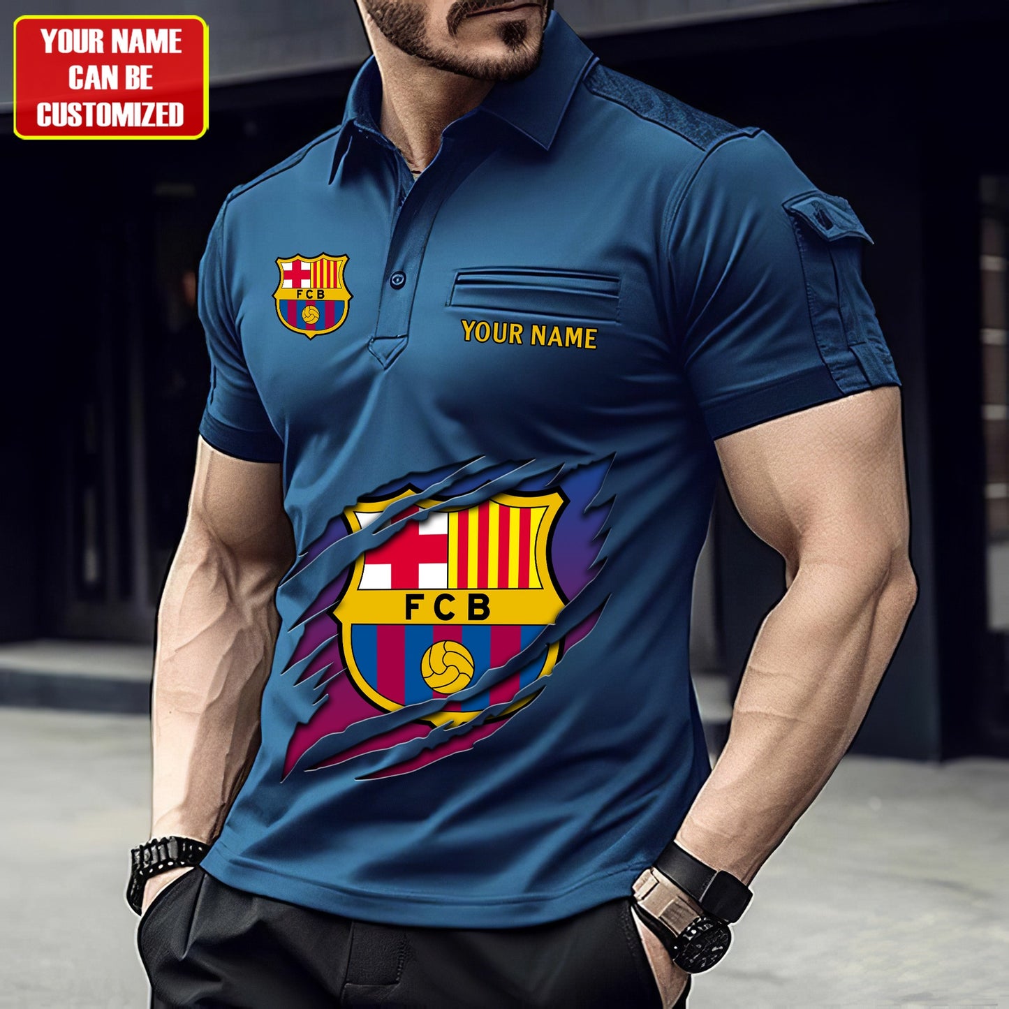 Personalized Barcelona Tear Sport Men Polo Short Sleeve Shirt