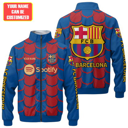 Personalized Barcelona FC Zipper Stand Collar Jacket & Sweatpants V2