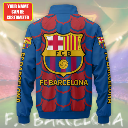 Personalized Barcelona FC Zipper Stand Collar Jacket & Sweatpants V2