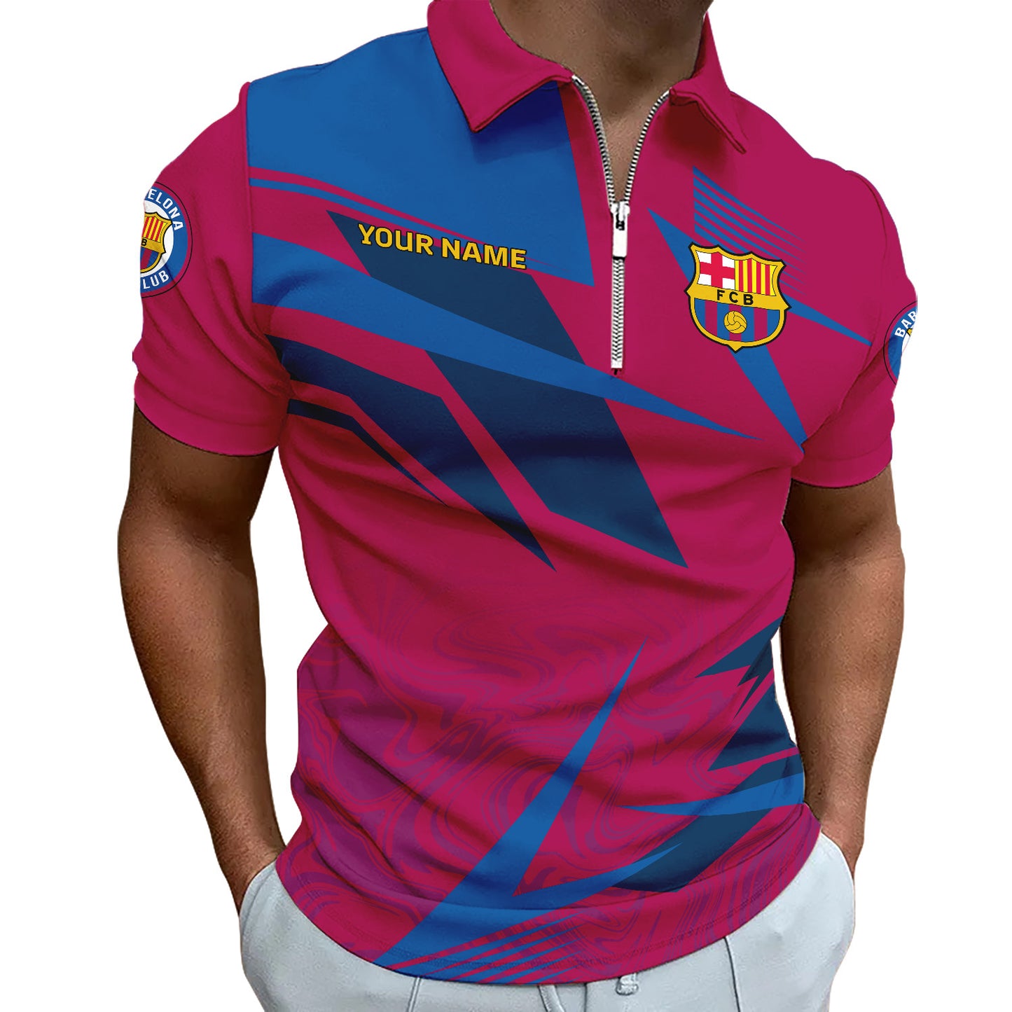 Personalized Barcelona 3D Full Printing Set , Barcelona Shirt , Barcelona Set , Zipper Polo, Hoodie , Short , Polo , hawaii