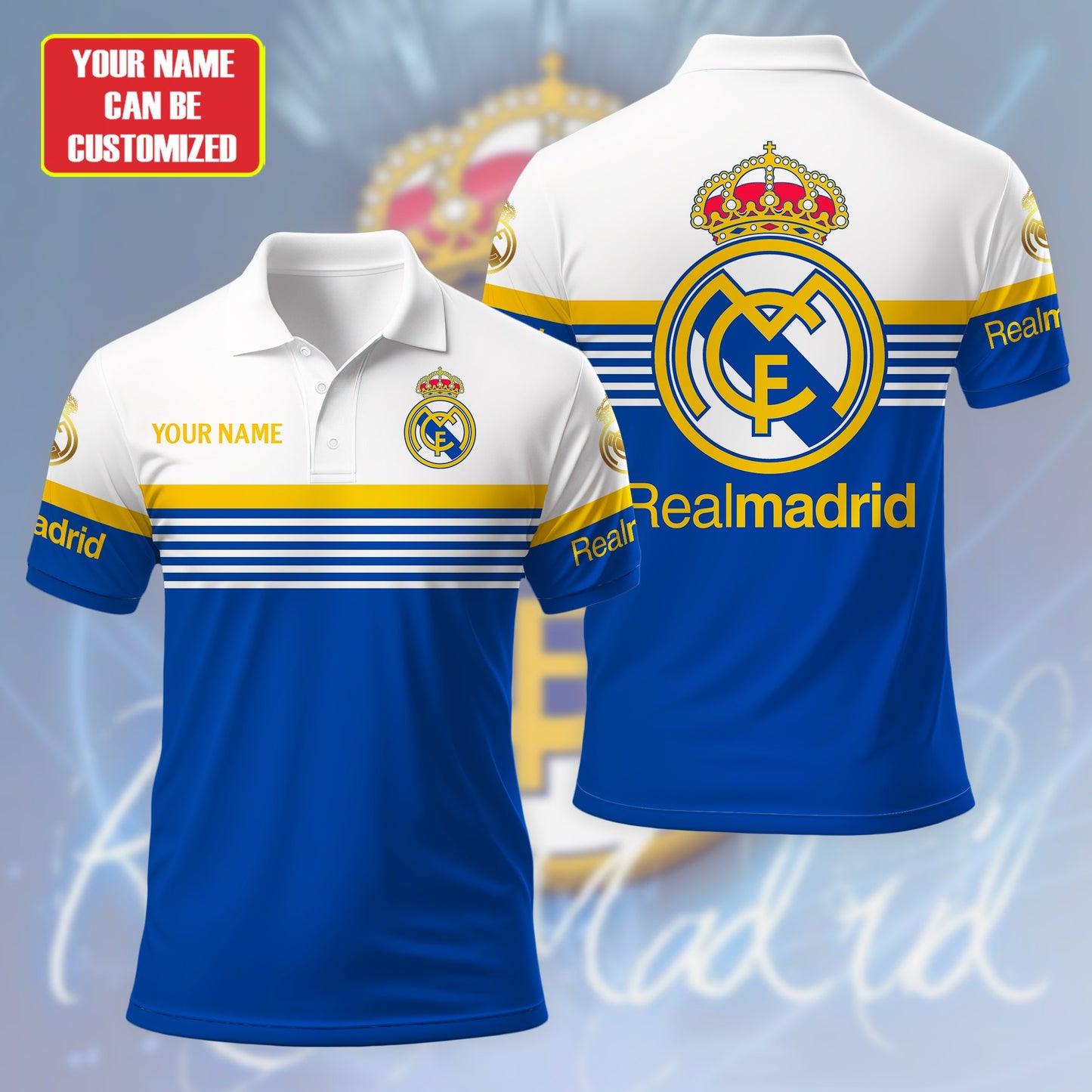 Personalized Real Madrid 3D Full Printing Set , Real Madrid Shirt , Real Madrid Set , Zipper Polo, Hoodie , Short , Polo , hawaii