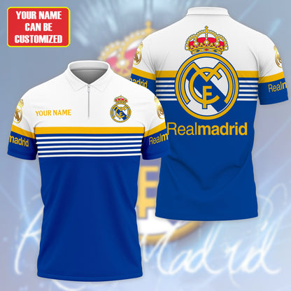 Personalized Real Madrid 3D Full Printing Set , Real Madrid Shirt , Real Madrid Set , Zipper Polo, Hoodie , Short , Polo , hawaii
