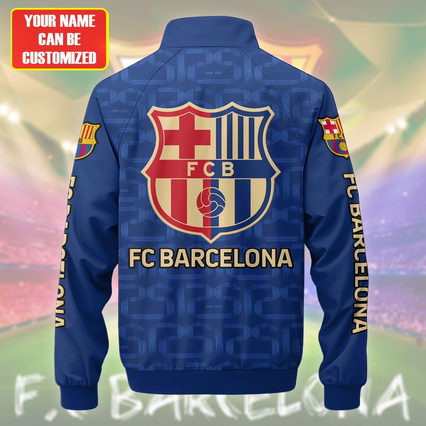 Personalized Barcelona FC Zipper Stand Collar Jacket & Sweatpants V3