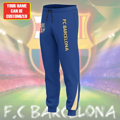 Personalized Barcelona FC Zipper Stand Collar Jacket & Sweatpants V3