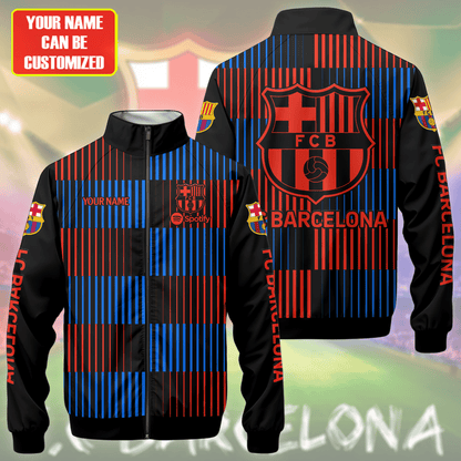 Personalized Barcelona FC Zipper Stand Collar Jacket & Sweatpants V4
